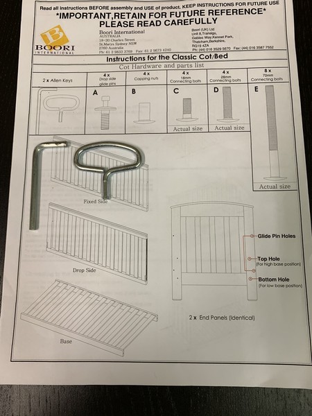 boori drop side glide pins