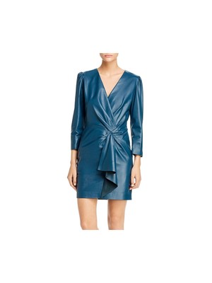 

Женское темно-бирюзовое платье с запахом и V-образным вырезом с рукавами 3/4 REBECCA TAYLOR, Teal
