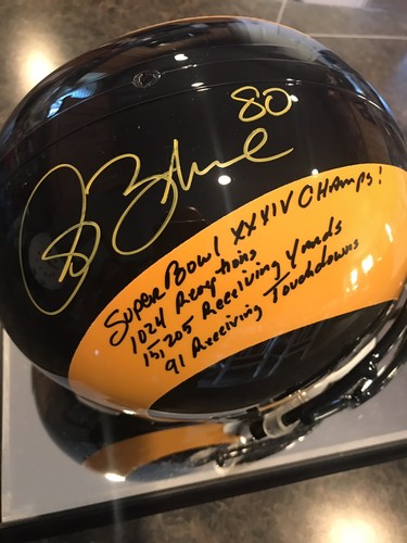 Isaac Bruce Signed F/S Helmet w/multiple inscription JSA WITNESSED
