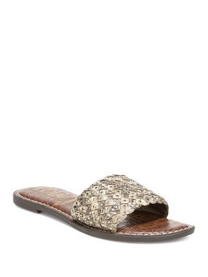 

SAM EDELMAN Женские бежевые шлепанцы со змеиным принтом и логотипом Geraldine, размер 7,5 м, Бежевый, H6025L2