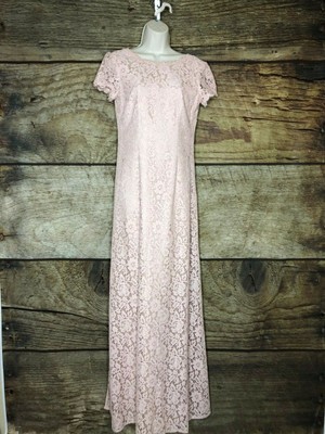Donna Morgan Collection Size 4 Dress Prom Formal Pearl Pink Short Sleeve Lace