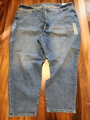 Old Navy Womens High Rise O. G. Straight Ankle Extra Stretch Medium Rinse Jeans