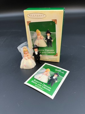 2005 Hallmark Keepsake: Rosette Dreams Bride and Groom Mini Ornament