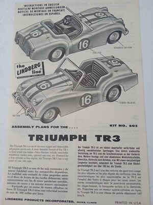 1960 LINDBERG TRIUMPH TR3 Model Kit 605-29 Assembly Instructions