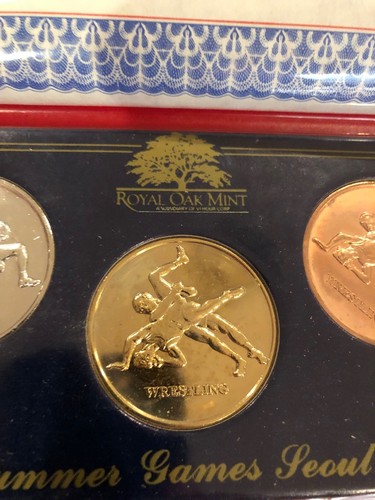 Royal Oak Mint 1988 Summer Olympic Games 3 Commemorative 3 Medal Set Wrestling