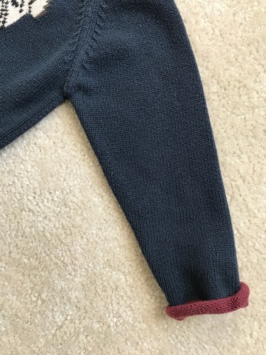 Boys 3T Bulldog Puppy Knit Long Sleeve Sweater Navy Maroon LLBean