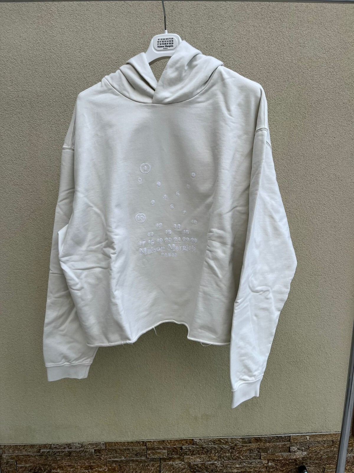 Maison Margiela , Logo Embroidered Hoodie in White , BNWT XL