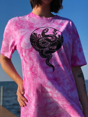 pink snake print shirt