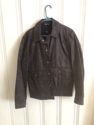 Men s Size Medium ZARA Paisley Print Denim Jacket UK M