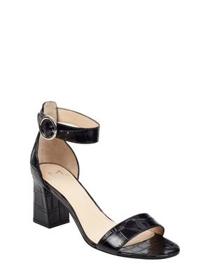 Женские босоножки MARC FISHER из кожи Карли с носком из крокодиловой кожи черного цвета на блочном каблуке 10 М