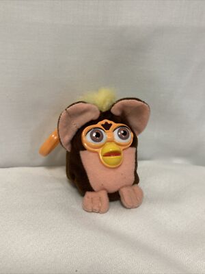 Furby Talking Keychain Plush Brown/Orange 1999 Original Tiger Electronics