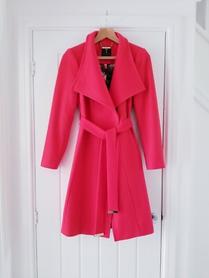 ted baker lorili wool wrap coat button detail grey size 3 uk 12 us 8 225956577766