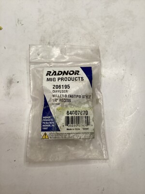 Radnor 206195 Gas Diffuser Miller Fastip 1/8'' Recess, Roughneck, Brass, Slip-On