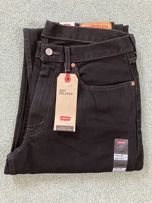 NWT Levi's Men's 550 Relaxed Fit Black Non-Stretch Size 34 x38 