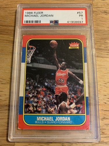 Michael Jordan 1986 Fleer Rookie Card PSA 1 Chicago Bulls RC