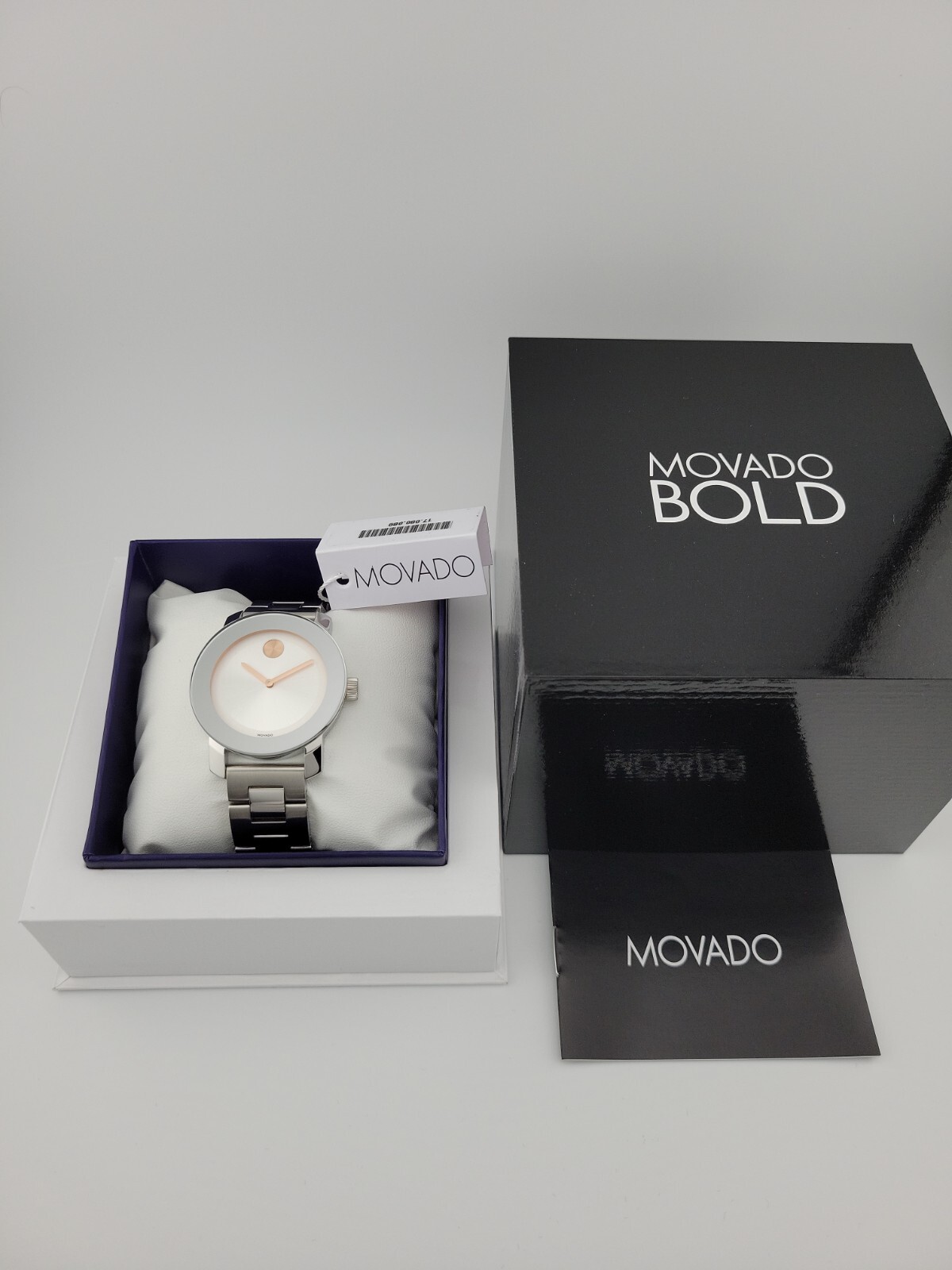 Pre-owned Movado $650 Msrp |  Bold Women's Silver Dial Stainless Steel Watch - 3600084