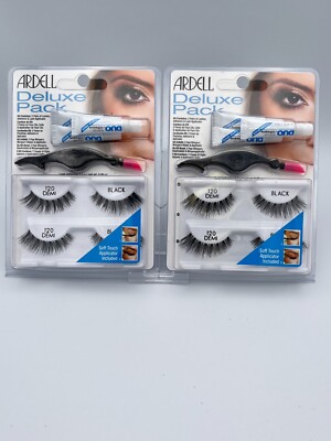 ARDELL-DELUXE PACK- 2 PAIR LASHES-with 3 ADHESIVE -120 DEMI BLACK-NEW!