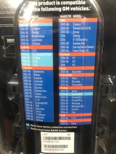 Sirius Connect GM Compatible Sirius Tuner for 2003-2007&1/2. SIR-GM1 NEW IN BOX