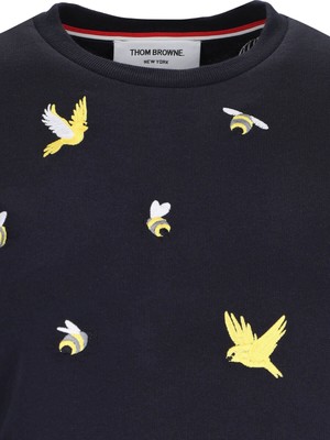 Pre-owned Thom Browne 'birds And Bees' Crew Neck Sweatshirt In Blue
