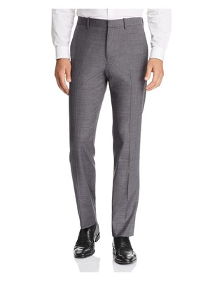 

THEORY Мужские серые плоские передние, прямые брюки в клетку Slim Fit, Серый, J0771220