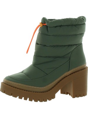 Женские ботильоны AQUA Womens Green на 1 платформе со стеганым верхом и круглым носком на блочном каблуке 8 М