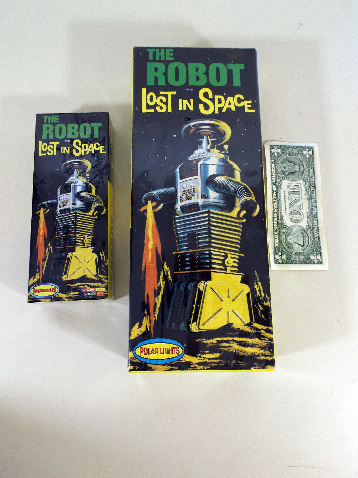 2 LOST IN SPACE ROBOTS, POLAR LIGHTS #5030, MOEBIUS #418, MINT IN SEALED BOXES