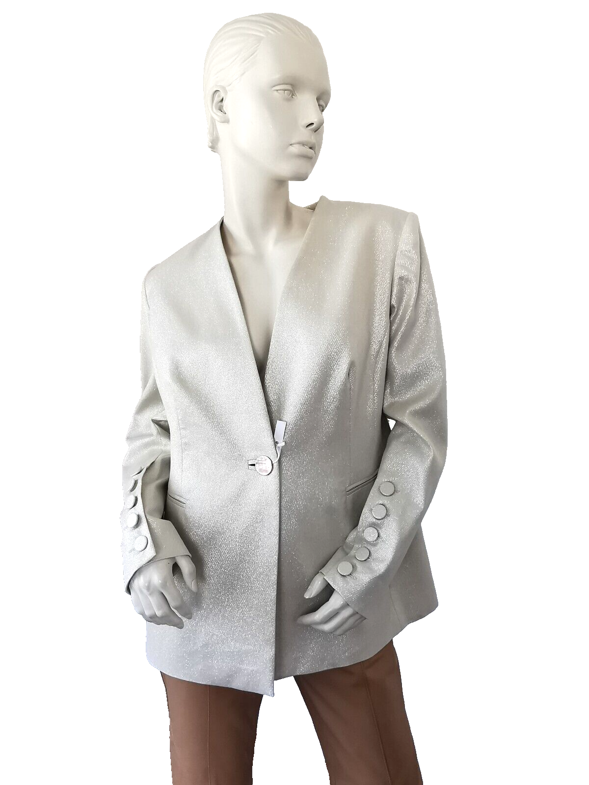 🌟MAX MARA Laminated COTTON Blazer Usa16_ De46_ Gb18_ It50_