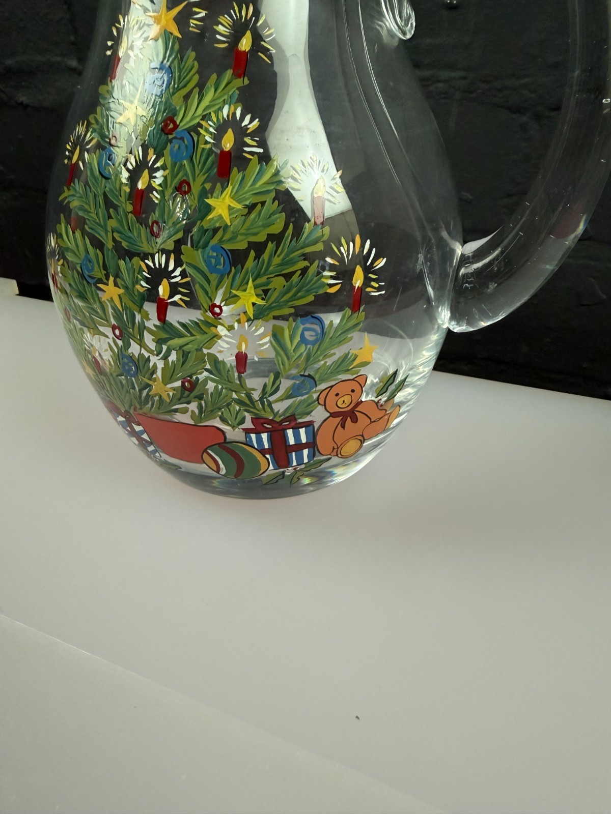 Portmeirion Studio Christmas Story Tree Large Glass Pitcher Jug 8.5" 3.5 Pint