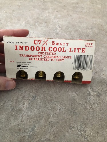 Trim A Tree 1984 Vintage Blue C7 1/2-5W Indoor Cool-Lite Package of 4 Bulbs NEW!