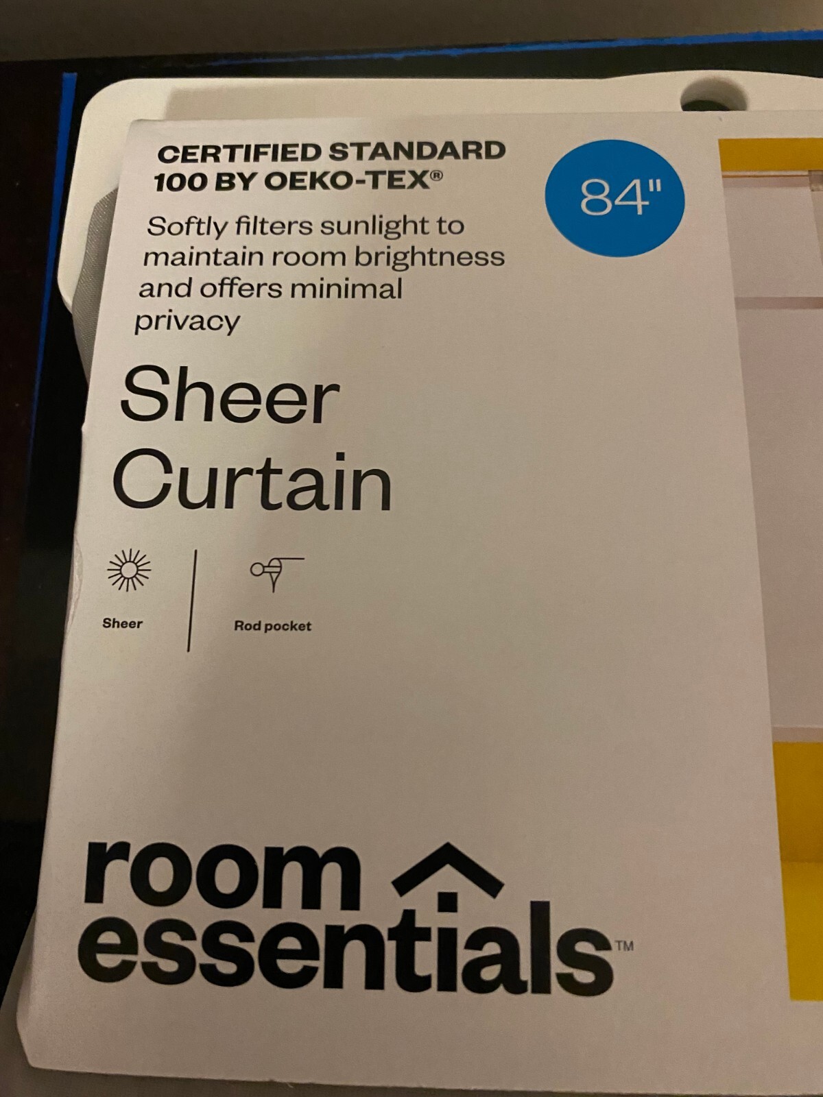 BRAND NEW ROOM ESSENTIALS SINGLE PANEL 84 INCH SHEER CURTAIN GRAY 60W X 84L