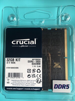 Купить 32gb crucial ddr5 4800mhz cl40 dual memory kit 2 x 16gb