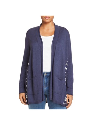 

NIC+ZOE Женский темно-синий кашемировый свитер с длинными рукавами и воротником-шалькой Plus, Navy