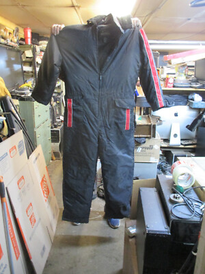 vintage Guide Gear Mens Snowsuit/Snowmobile Suit W/Hood Black Size Large