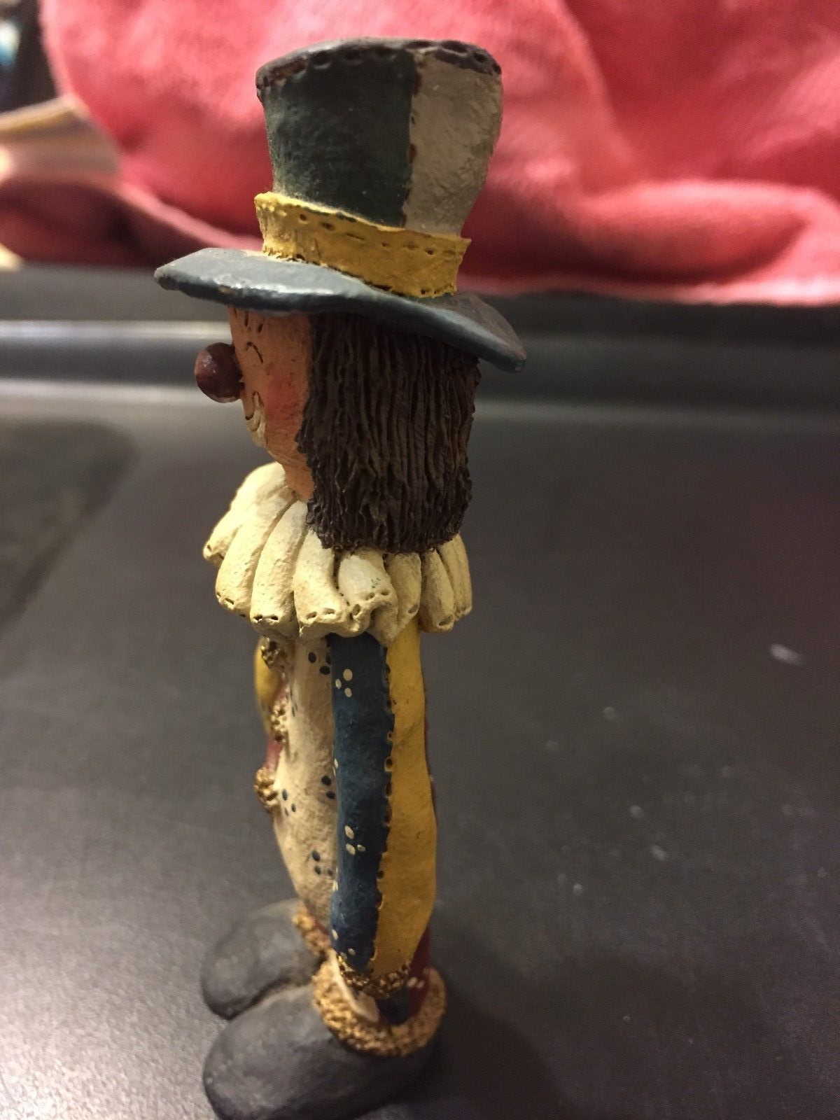 Collectible Miniature Classic Closed Eyed Jumpsuit Happy Clown Figurine