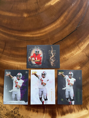 2021 Wild Card Matte Justin Fields RC Lot of 4 Cards, MBC-2 8/30 Green Stripe