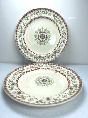 Spode Copeland Canton Variant Salad Plates SET 2 Acanthus ANTIQUE  7 3/8'' Dia