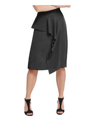 Женская черная юбка с оборками длиной до колен от DKNY 2