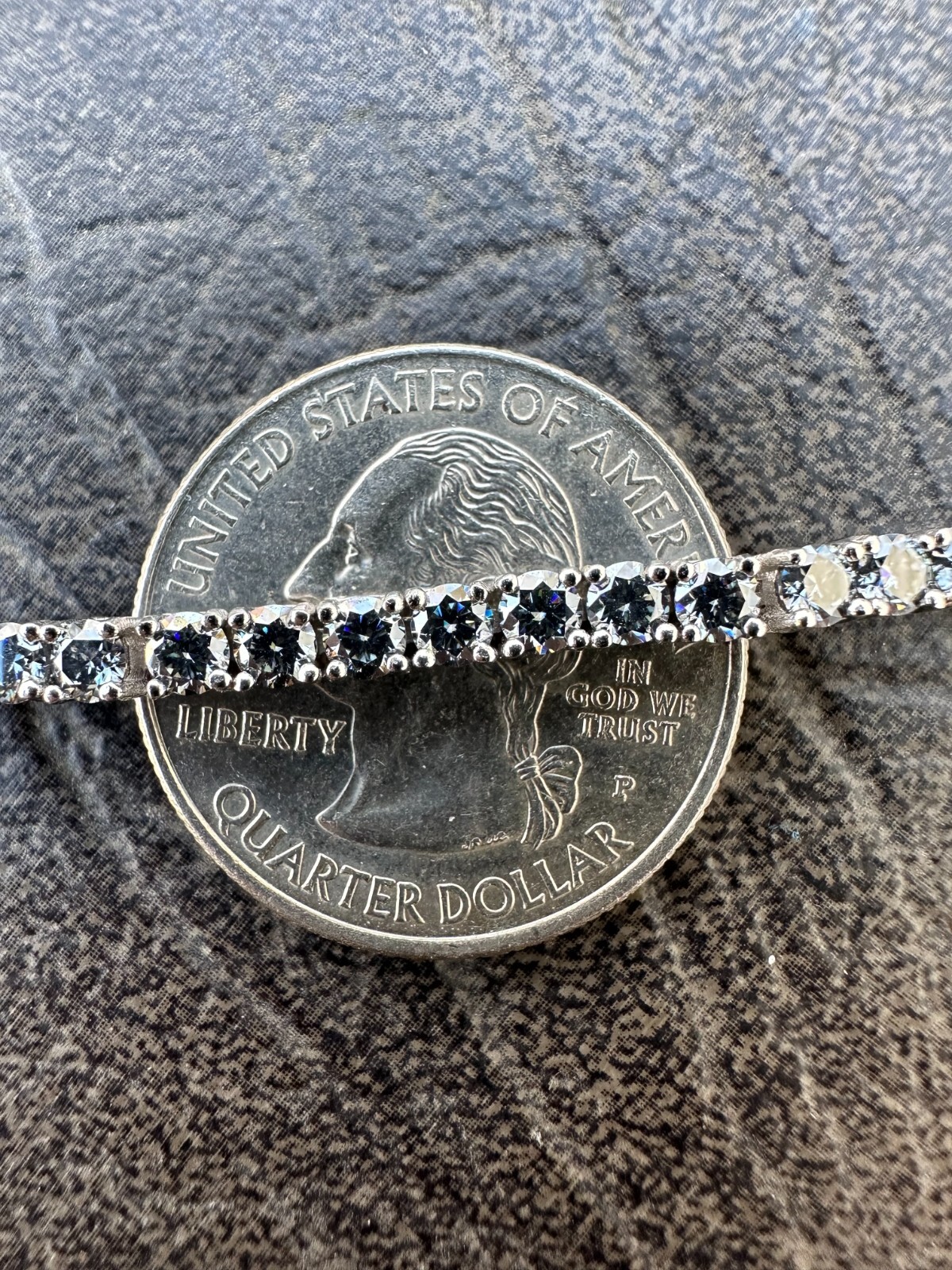 Pre-owned Silver Real Iced Blue Gray Moissanite 3mm Tennis Bracelet 925  Pass Diamond Test