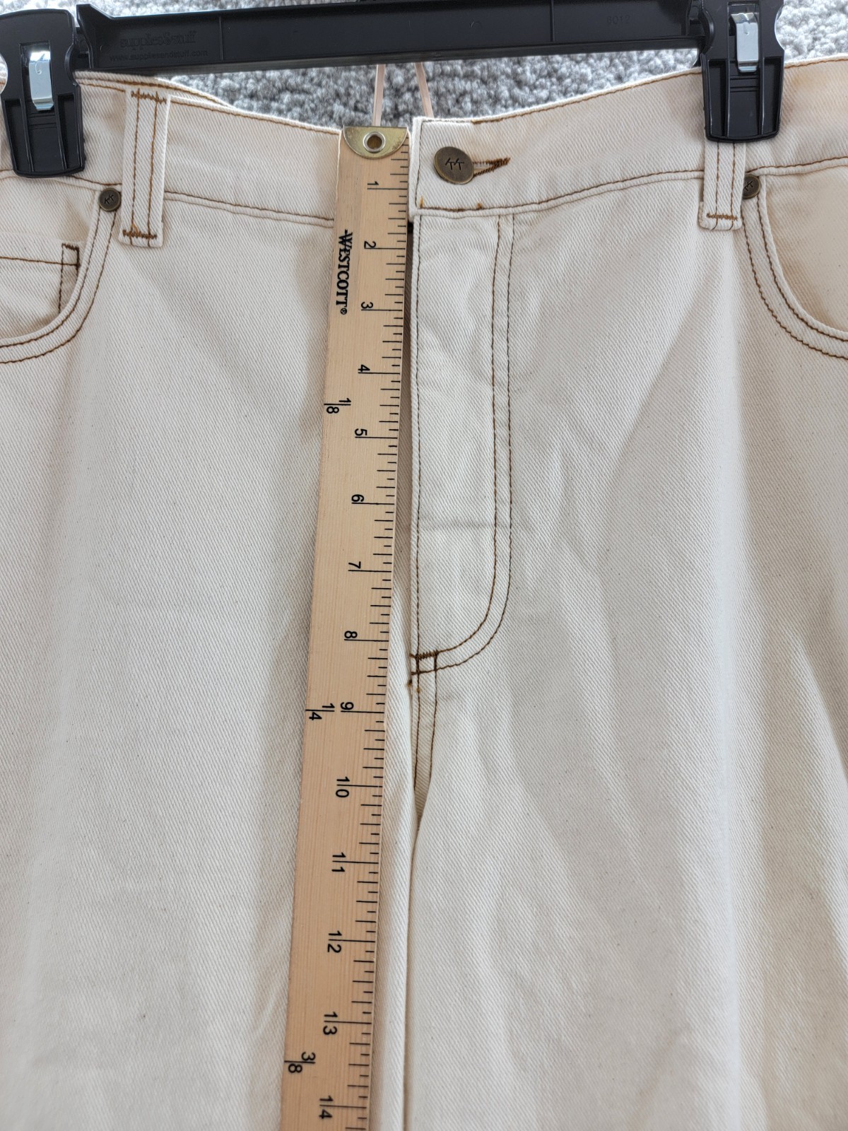 Karen Kane Cropped Wide Leg Jeans Women's 16 Natural 5 Pockets Zip/Button - Picture 7 of 16