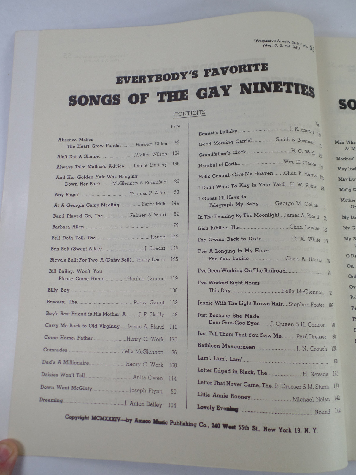 Everybody's Favorite Songs Of The Gay Nineties Sheet Music Book