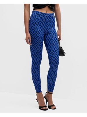 

VERSACE Женские синие леггинсы с высокой талией, Синий, 10039001A01612
