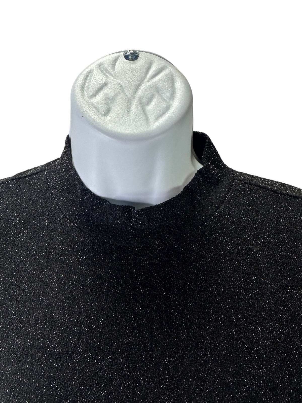 American Apparel Women's Long Sleeve Metallic Glitter Crop Turtleneck Black Med