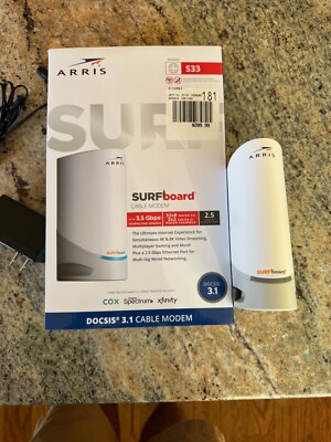 ARRIS S33 SURFboard DOCSIS 3.1 Multi-Gbt Cable Modem w/2.5 Gbps Ethernet Port