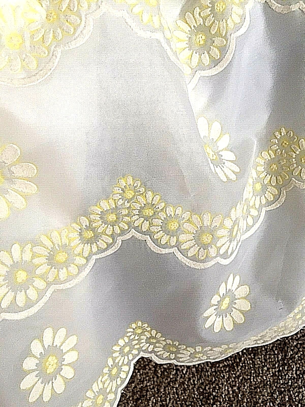 Vintage Bassinet Skirt and Liner, Sheer Skirt with Yellow Daisy Pattern