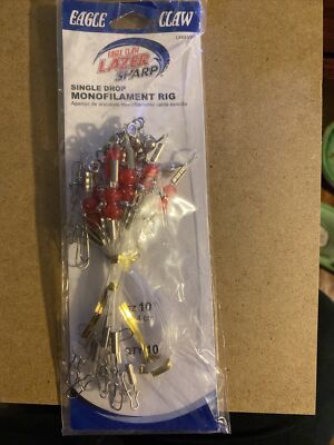 Eagle Claw Laser Sharp SINGLE DROP MONOFILAMENT RIG SZ 10  Qty 10 L843-VP1