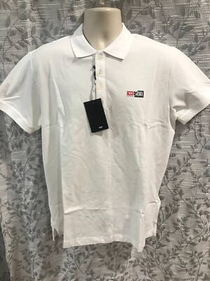 DIESEL Men's Size L White Short Sleeve Tweet Split Polo Shirt $110 NWT