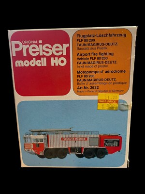 Preiser Model H0 2632 - Flugplatz-Löschfahrzeug Magirus-Deutz / Boxed Sealed