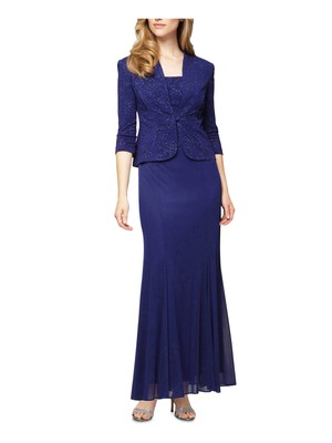 

ALEX EVENINGS Женский блейзер темно-синего цвета с текстурой и блестками Petites, Navy, 2251651