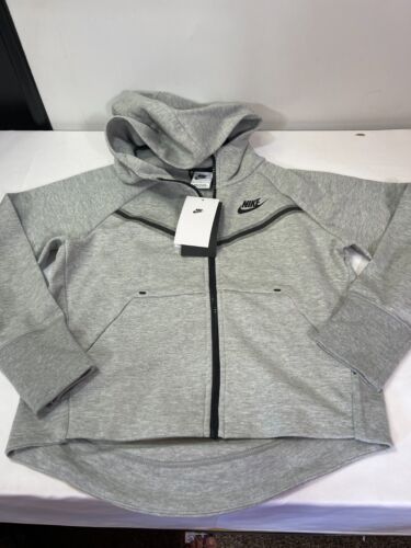 Nike Girl Track Jacket Tech Fleece Hoodie Size Medium M Gray CZ2570 091