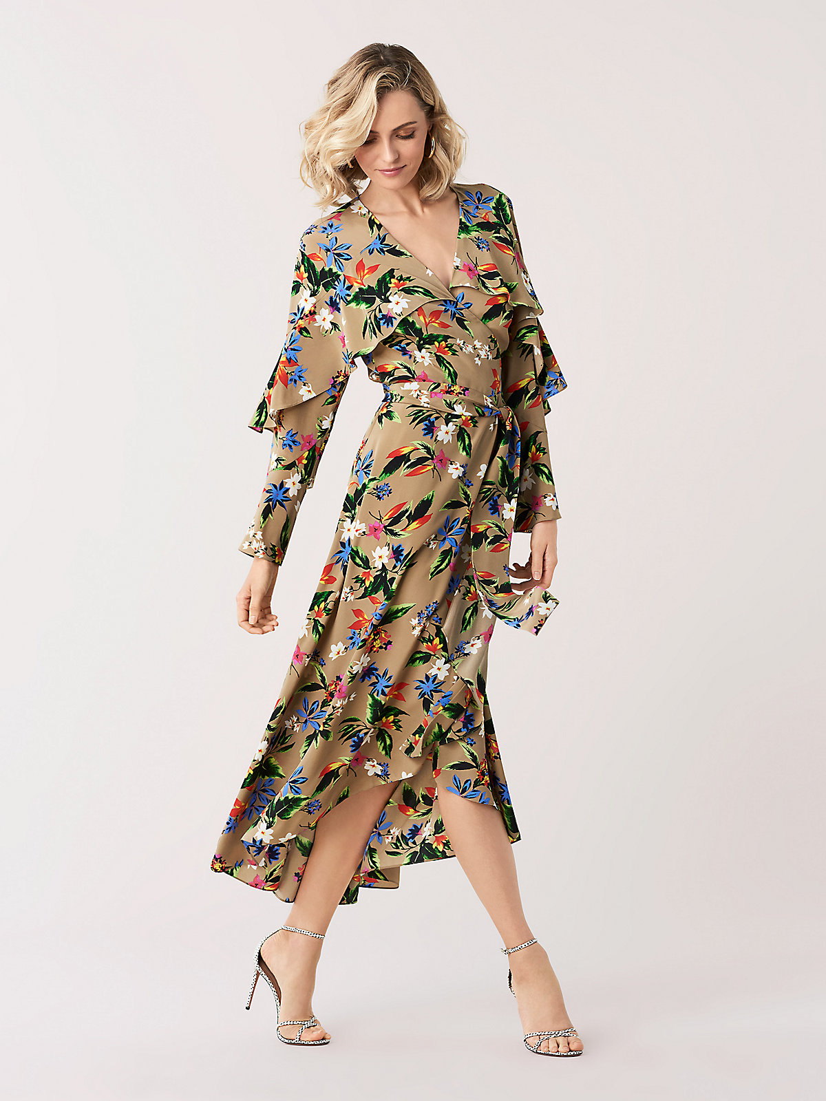 4 6 DIANE VON FURSTENBERG ALICE CARIBBEAN FLORAL HIGH LOW
